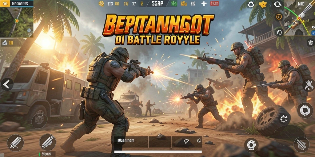 Tampilan keren dan aksi seru dalam gameplay Battle Royale 55RP.
