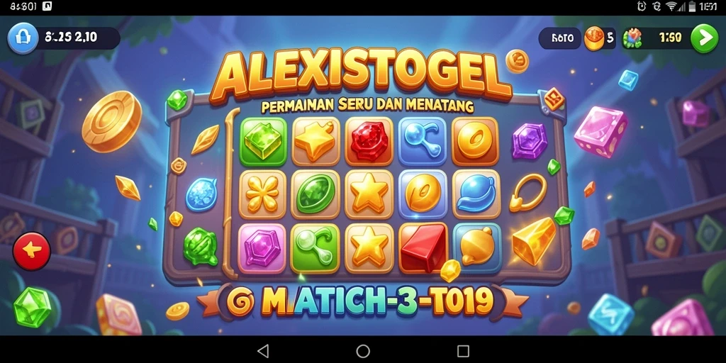 Tampilan gameplay ALEXISTOGEL dengan pencocokan elemen Match-3 yang menarik.