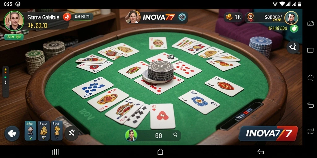 Tangkapan layar gameplay INOVA77 menunjukkan keseruan bermain Gaple.