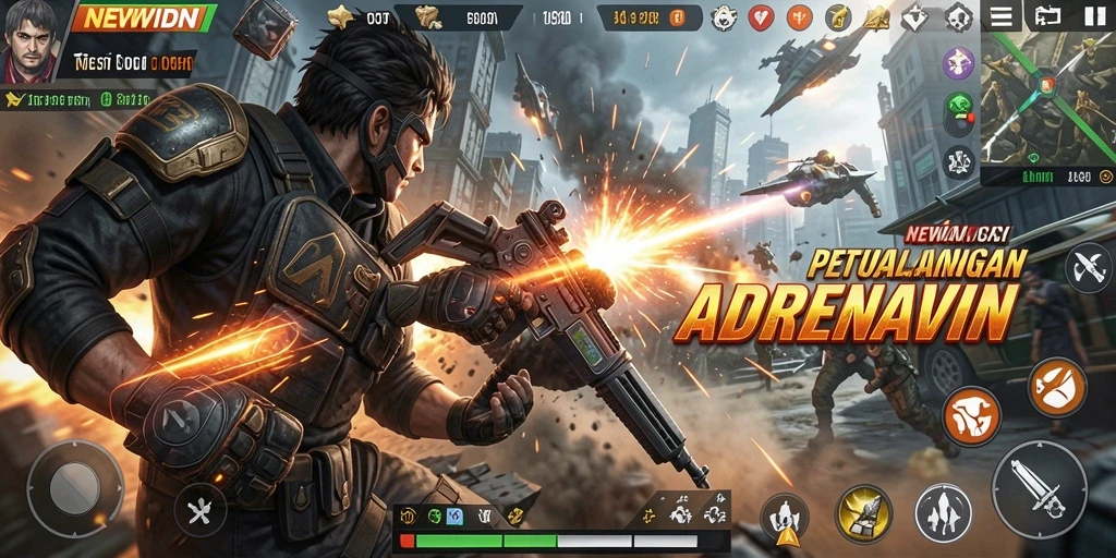 Tampilan gameplay NEWIDN yang penuh aksi dan tantangan.