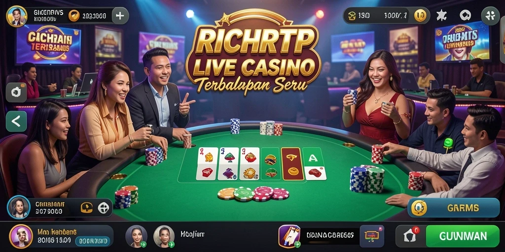 Screenshot RICHRTP menampilkan gameplay Live Casino yang mendebarkan.