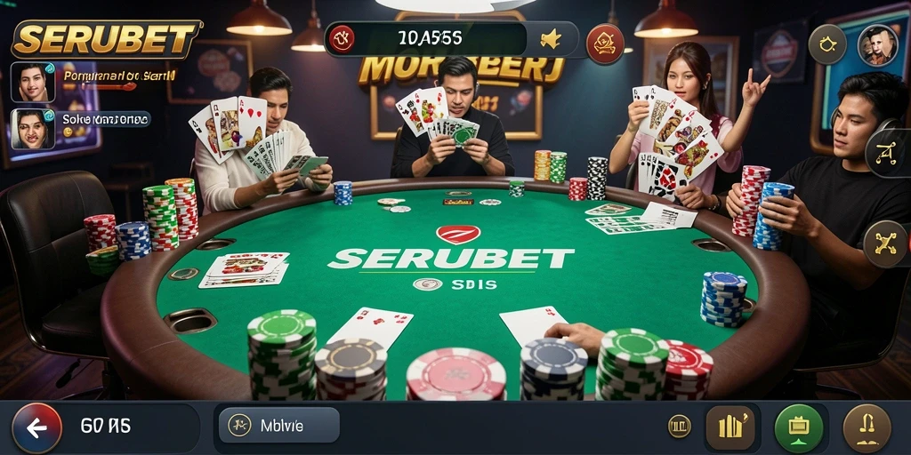 Tampilan utama SERUBET menampilkan gameplay poker yang seru dan interaktif.